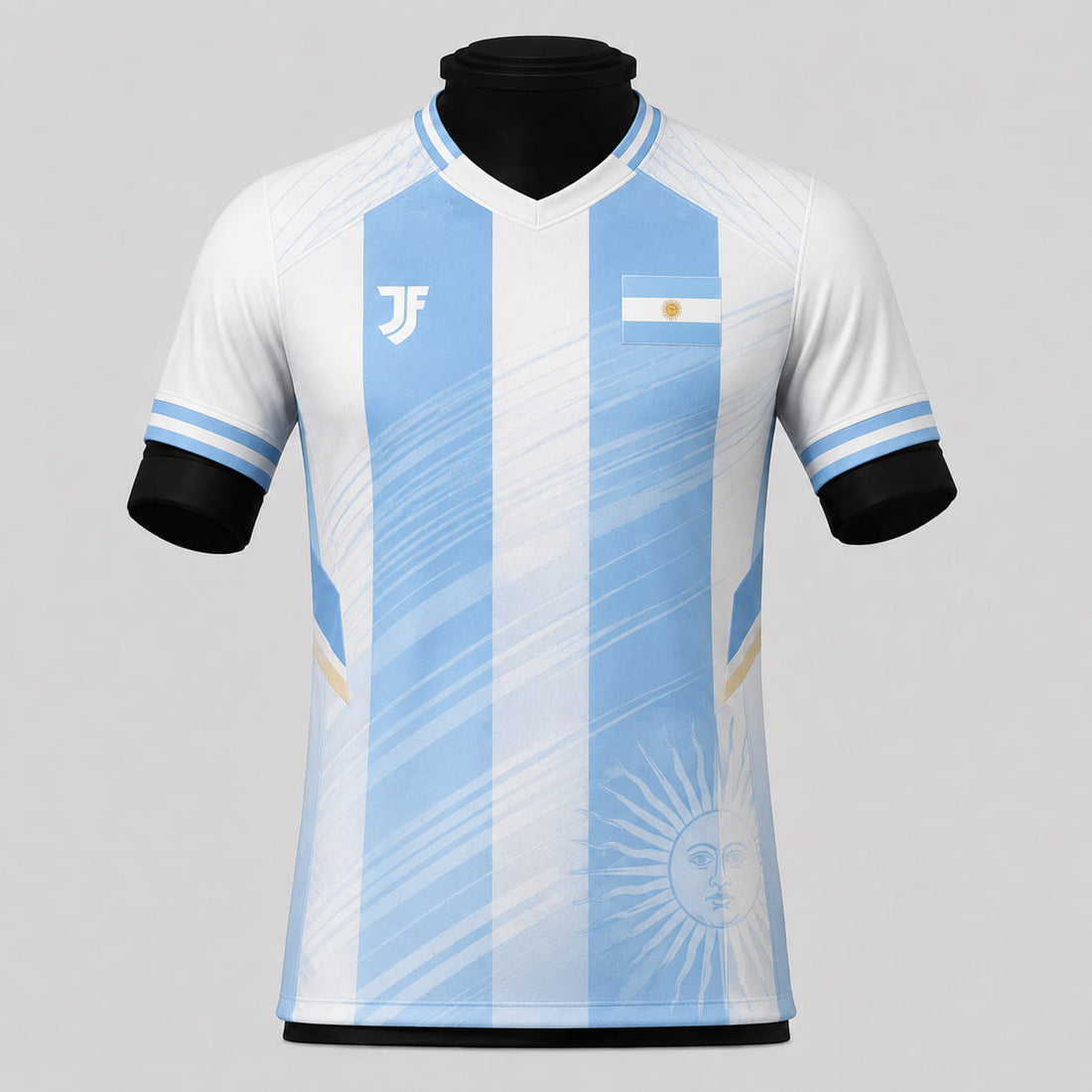 Argentina inspired HOME football jersey clean back view without name or number