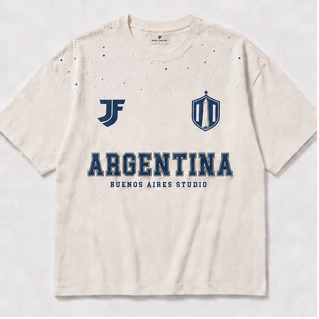 Argentina-inspired lifestyle soccer jersey front view by JerseyFamiliar