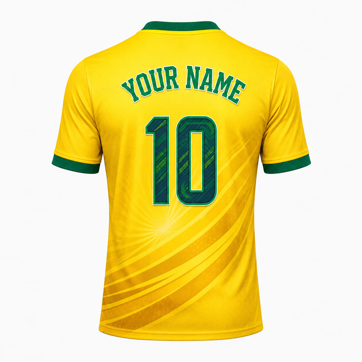 Brazil inspired HOME football jersey clean back view without name or number