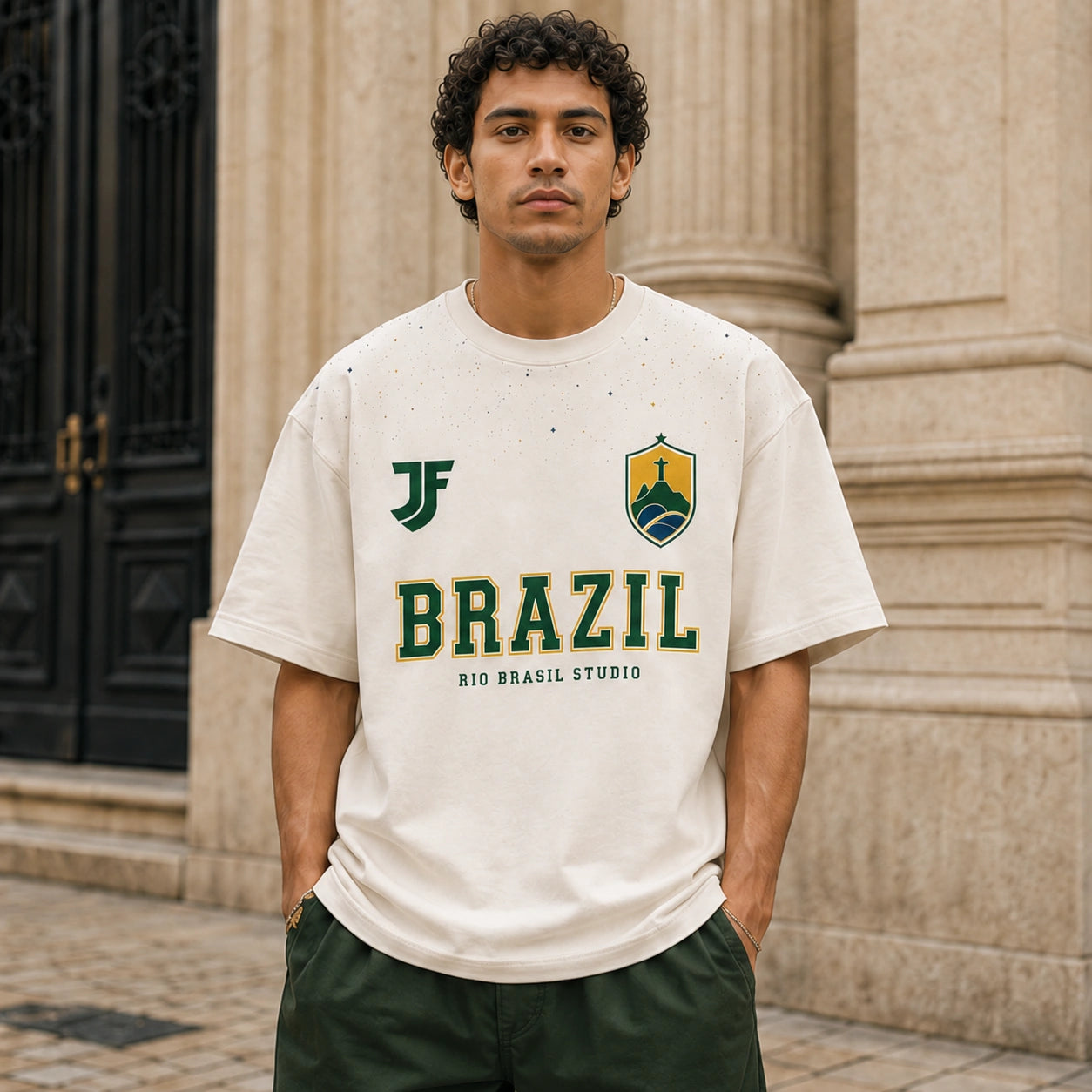 Brazil-inspired Lifestyle soccer jersey model view by JerseyFamiliar