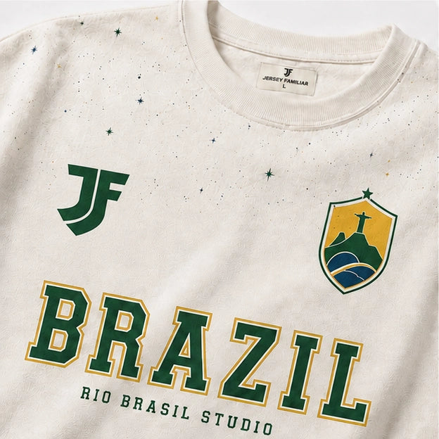 Brazil-inspired Lifestyle soccer jersey detail view by JerseyFamiliar