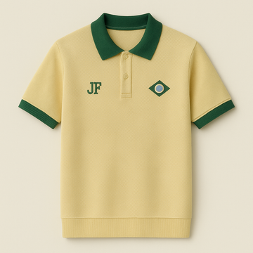 BRA-inspired JerseyFamiliar Lifestyle mesh knit polo front product image on a clean neutral background.