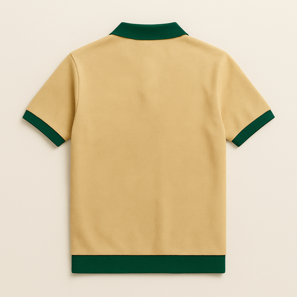 BRA-inspired JerseyFamiliar Lifestyle mesh knit polo back product image with restrained construction details.