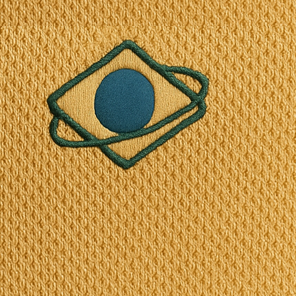 Close-up of original BRA-inspired emblem and premium mesh knit texture.