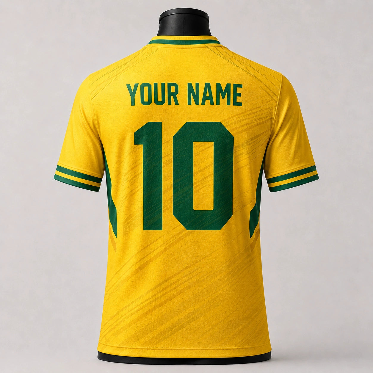 Brazil-inspired custom soccer jersey back view with custom name and number by JerseyFamiliar