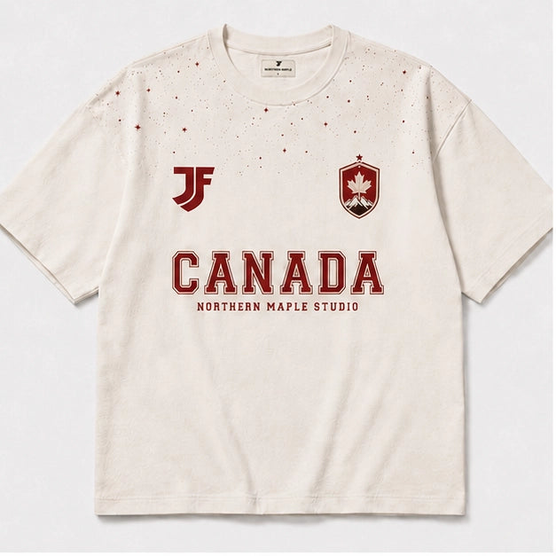 Canada-inspired lifestyle soccer jersey front view by JerseyFamiliar