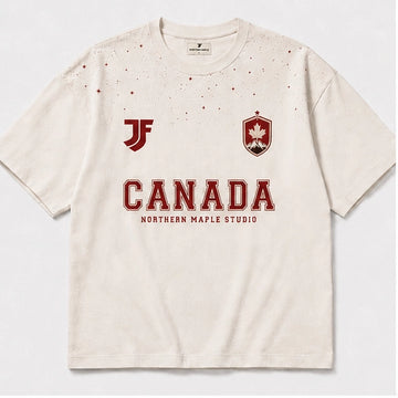 Canada-inspired lifestyle soccer jersey front view by JerseyFamiliar