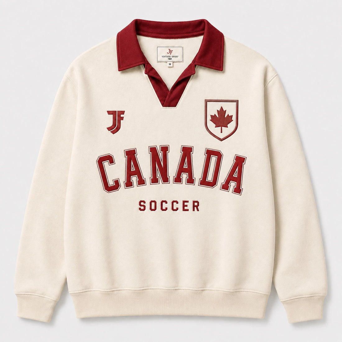 Canada-inspired retro soccer jersey front view by JerseyFamiliar