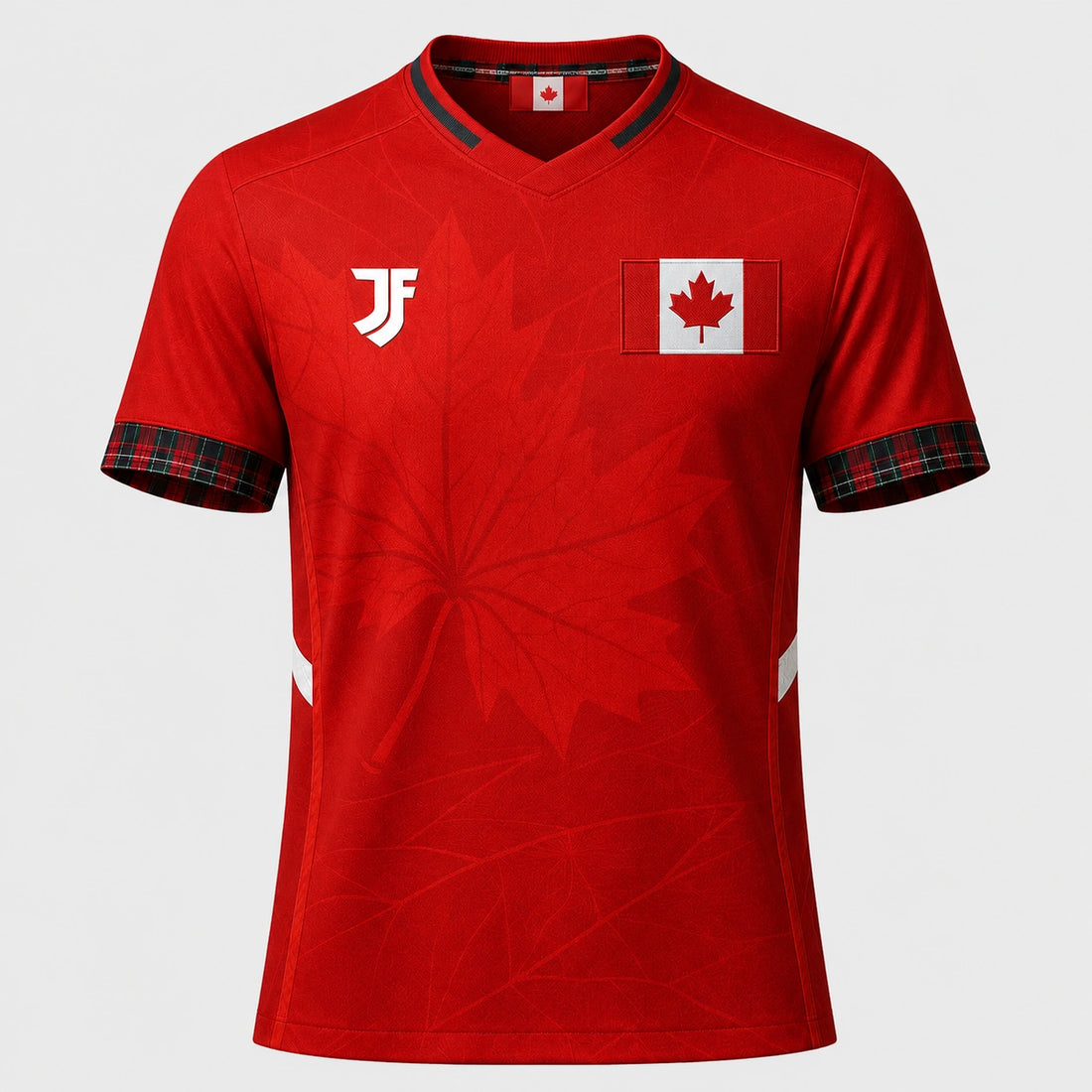 Canada-inspired custom soccer jersey front view by JerseyFamiliar