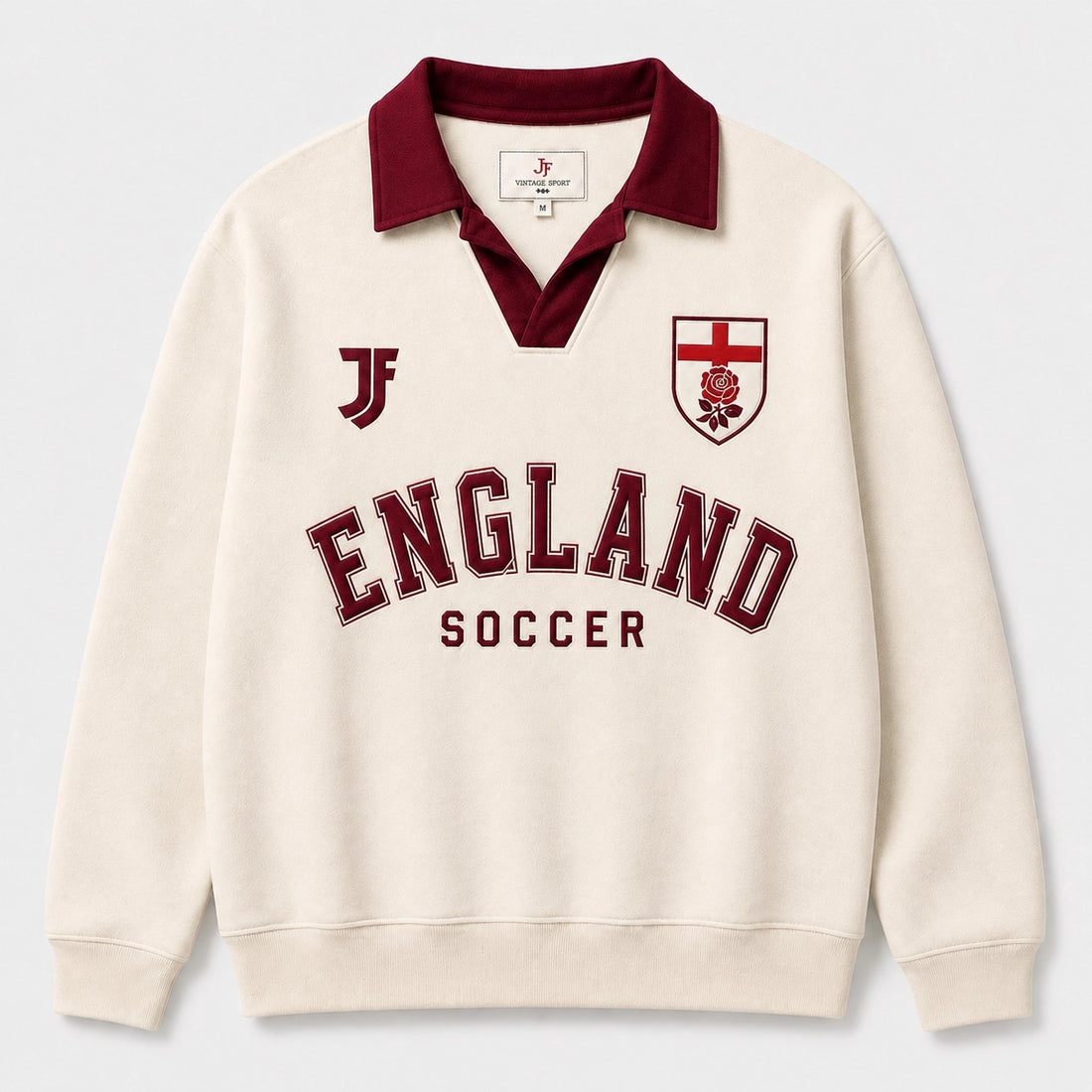 England-inspired retro soccer jersey front view by JerseyFamiliar