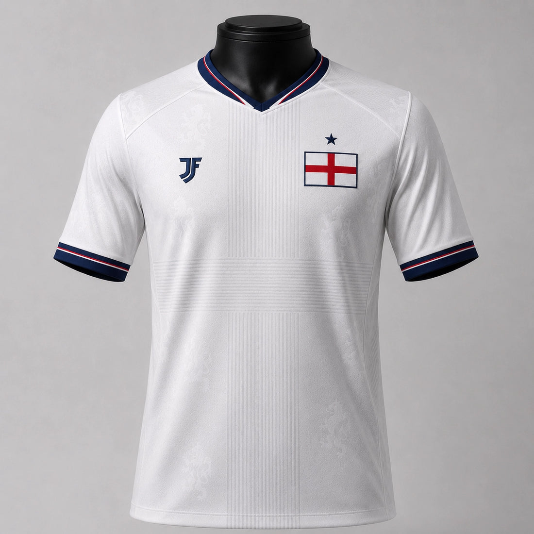 England-inspired custom soccer jersey front view by JerseyFamiliar