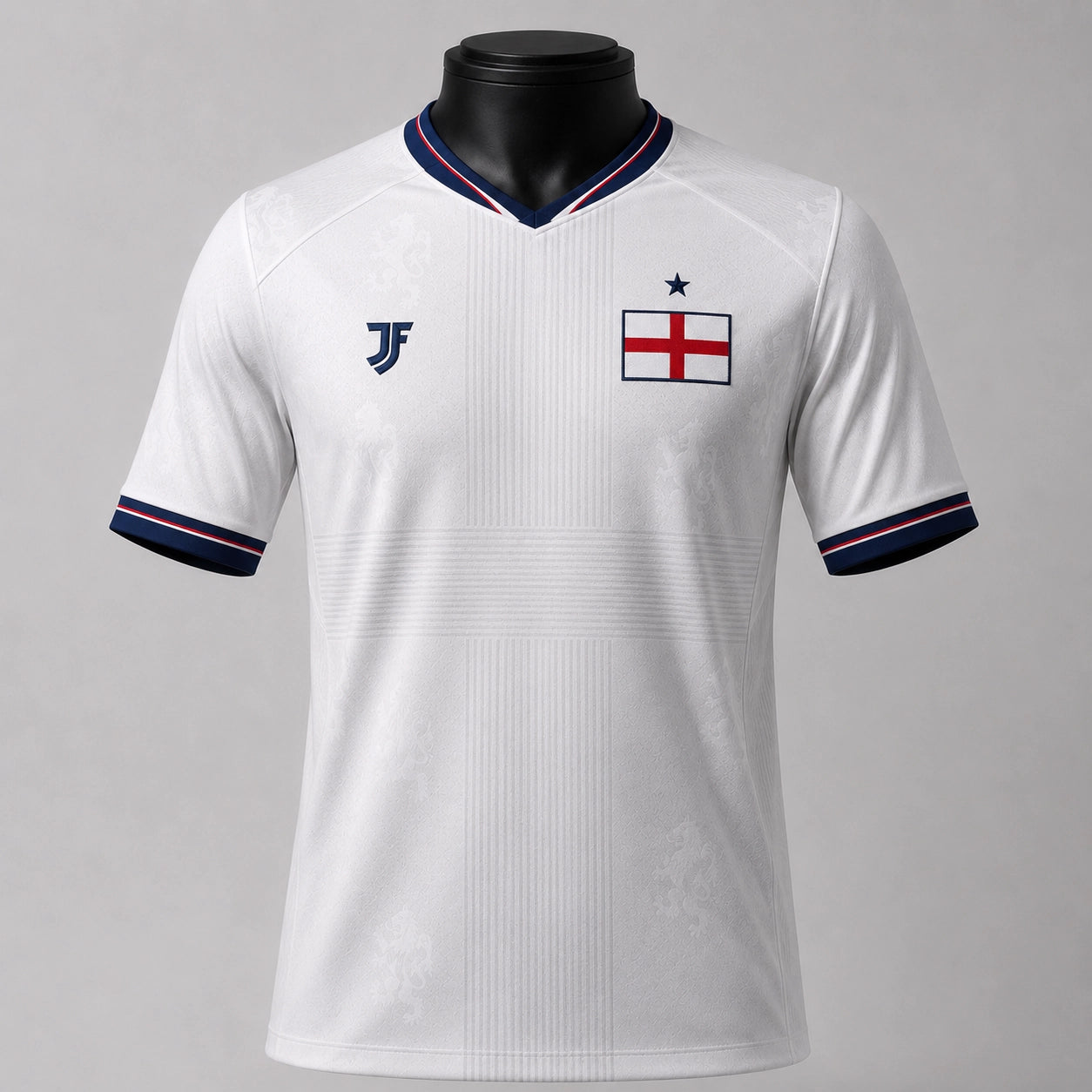 England-inspired custom soccer jersey front view by JerseyFamiliar