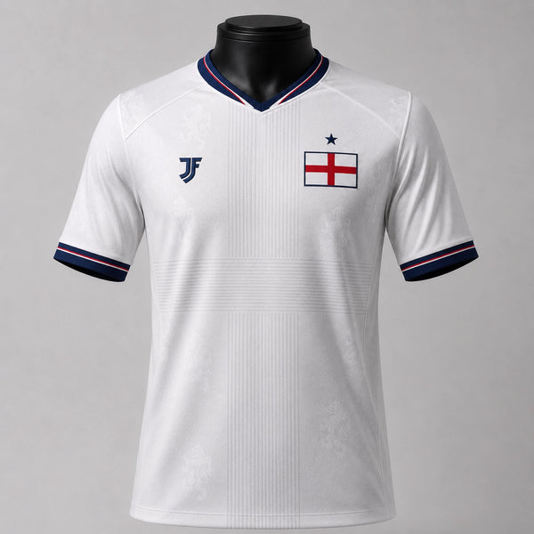 England-inspired custom soccer jersey front view by JerseyFamiliar