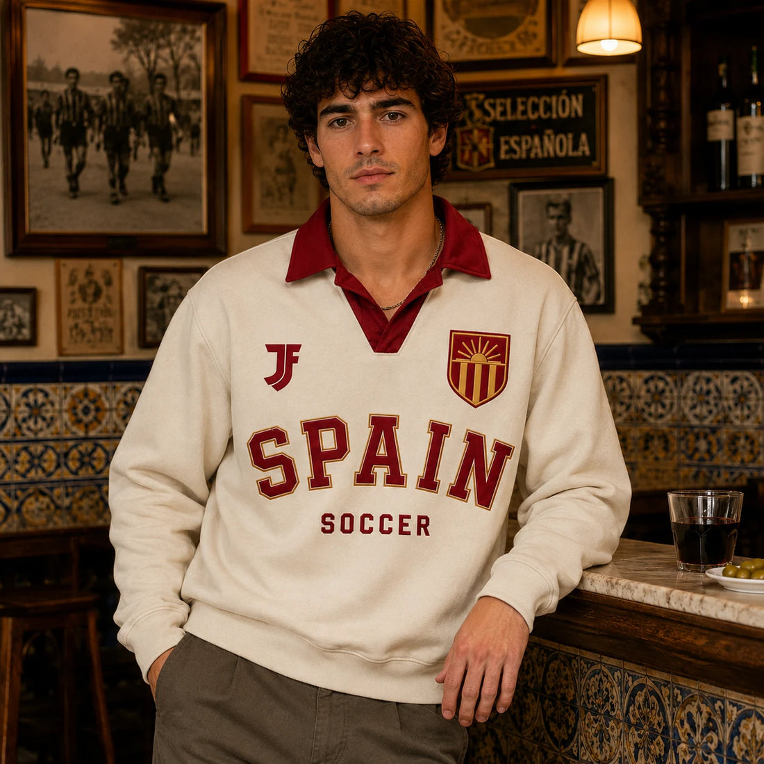 Spain-inspired retro soccer jersey front view by JerseyFamiliar