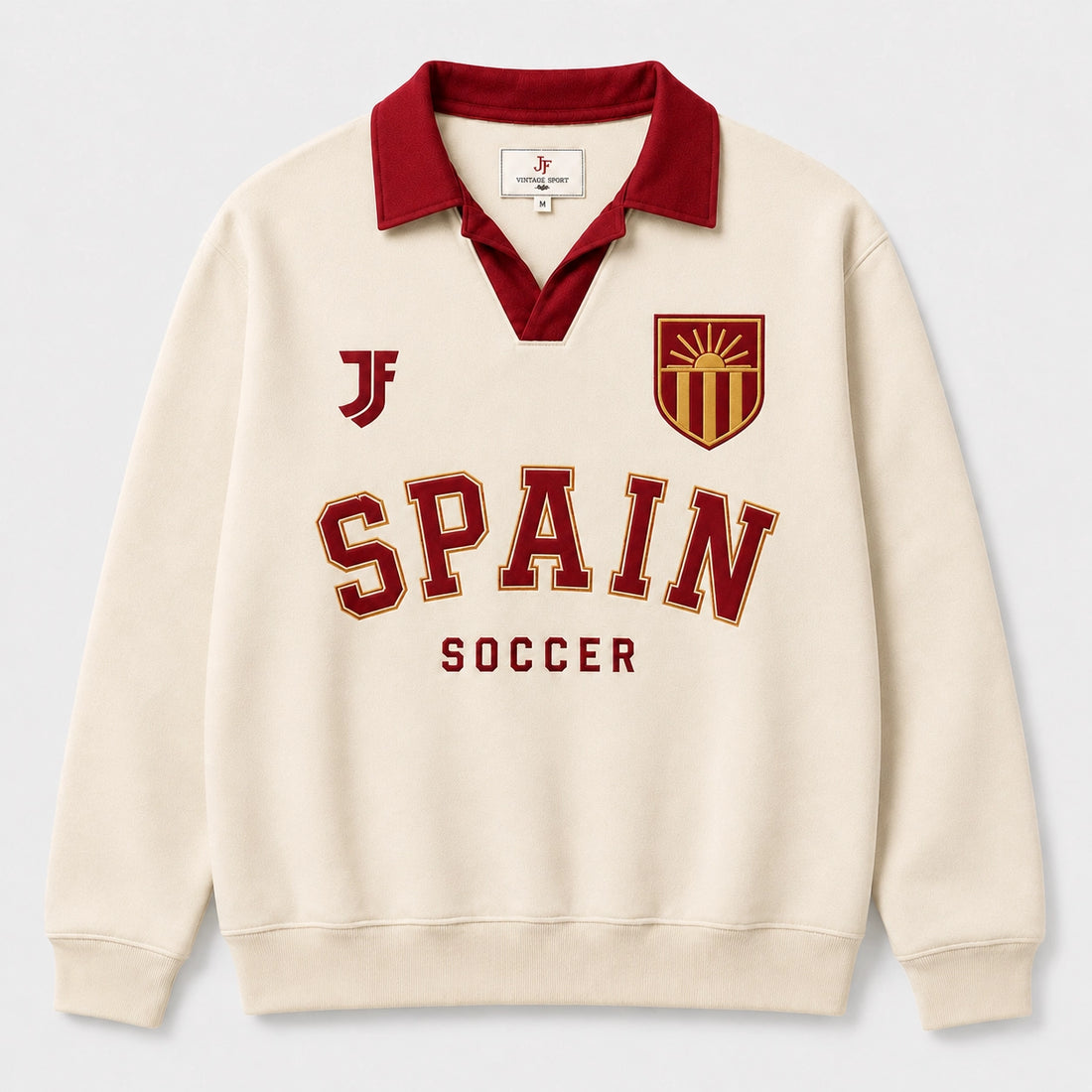 Spain-inspired retro soccer jersey front view by JerseyFamiliar