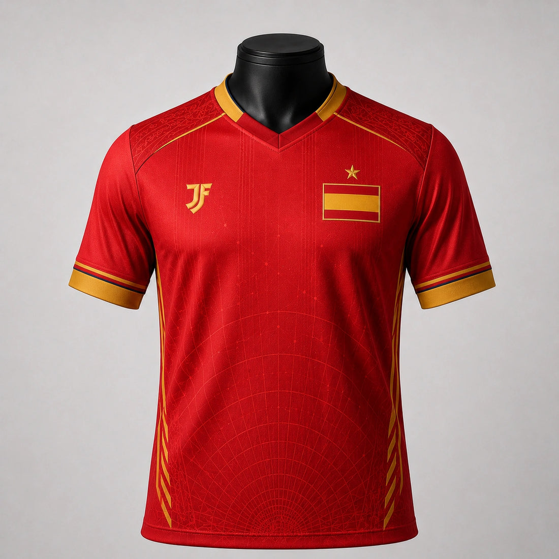 Spain-inspired custom soccer jersey front view by JerseyFamiliar