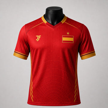 Spain-inspired custom soccer jersey front view by JerseyFamiliar