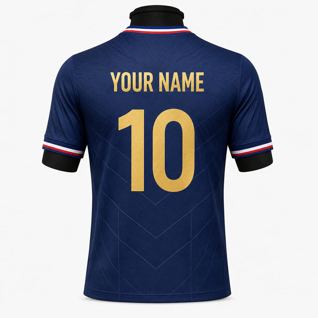France inspired HOME football jersey front view with navy color rhythm