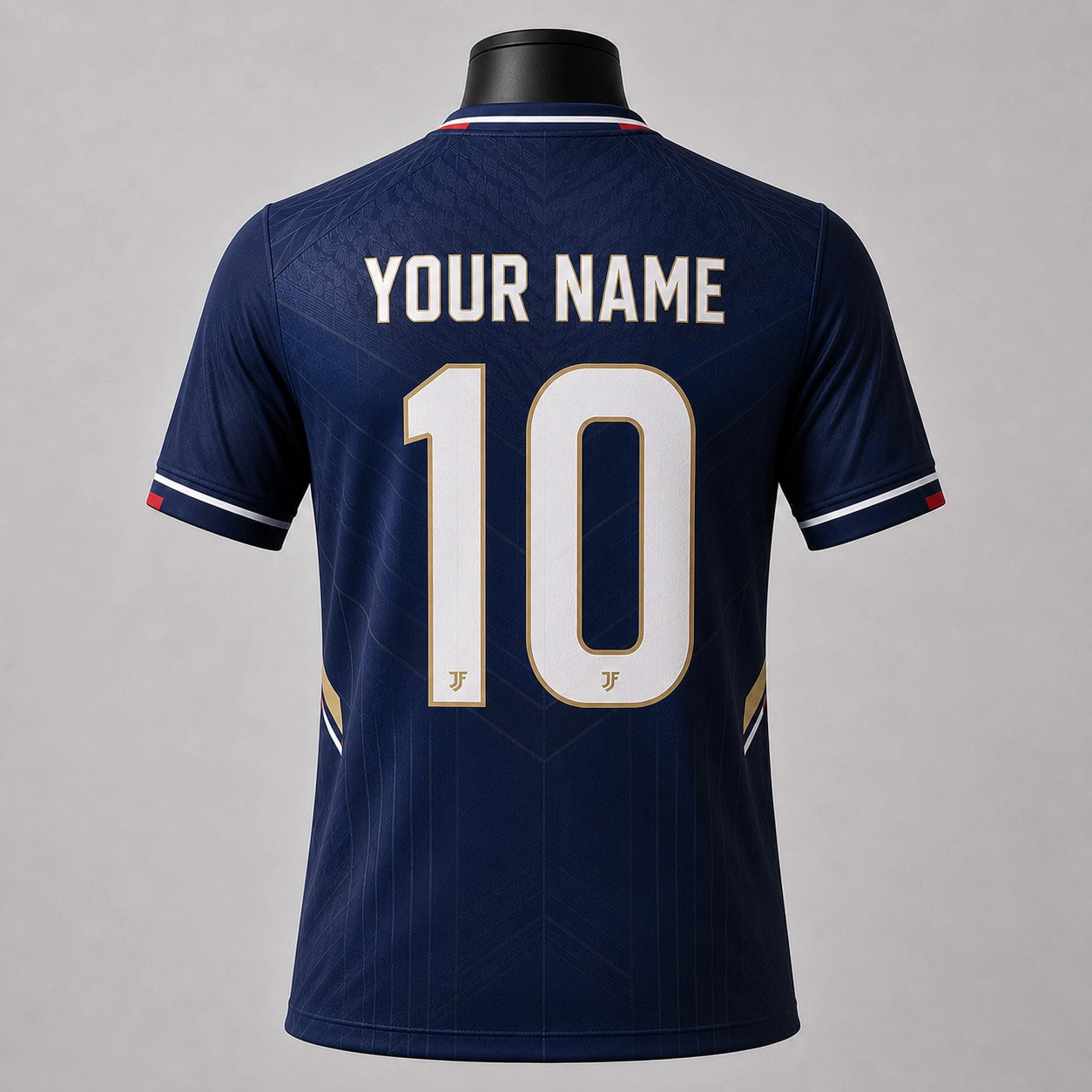 France-inspired custom soccer jersey back view with custom name and number by JerseyFamiliar