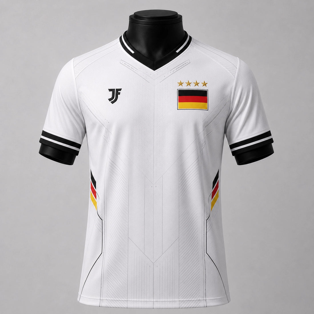 Germany-inspired custom soccer jersey front view by JerseyFamiliar