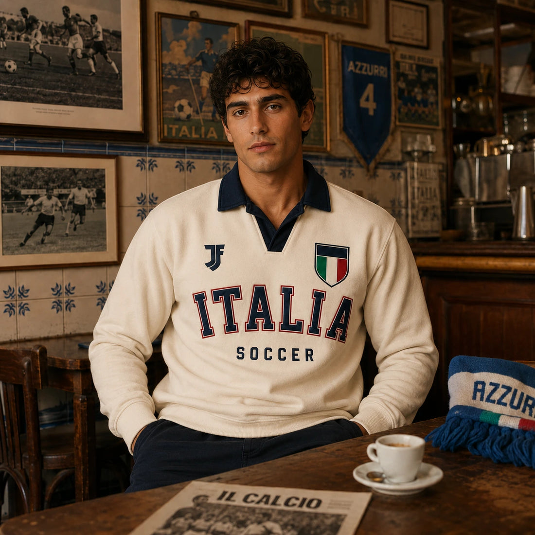 Italy-inspired retro soccer jersey front view by JerseyFamiliar