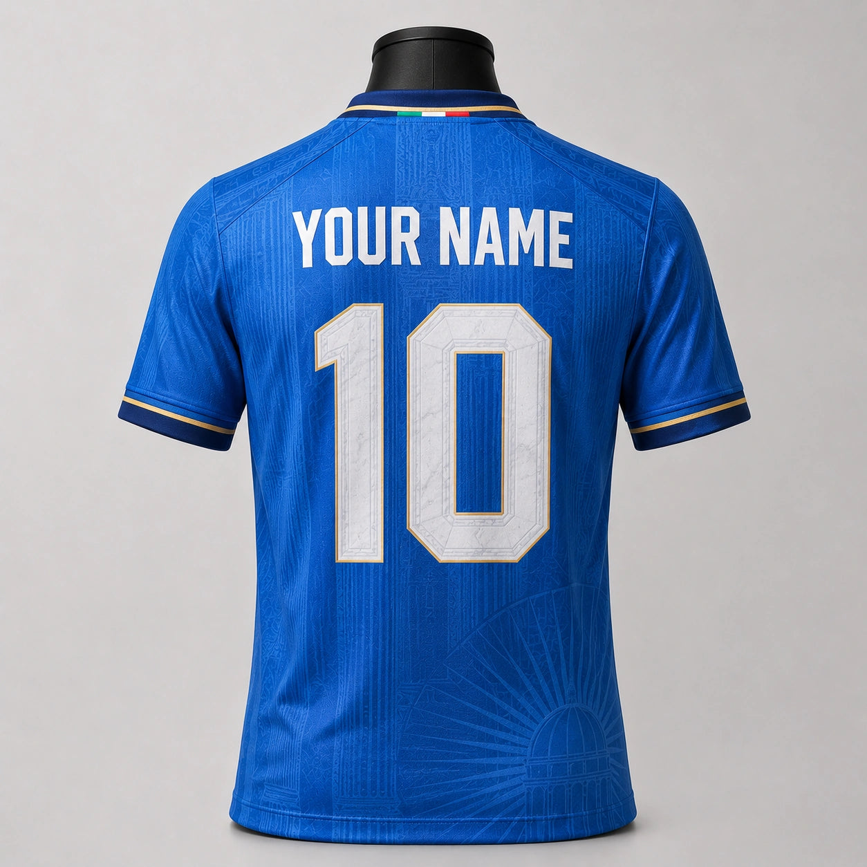Italy-inspired custom soccer jersey back view with custom name and number by JerseyFamiliar