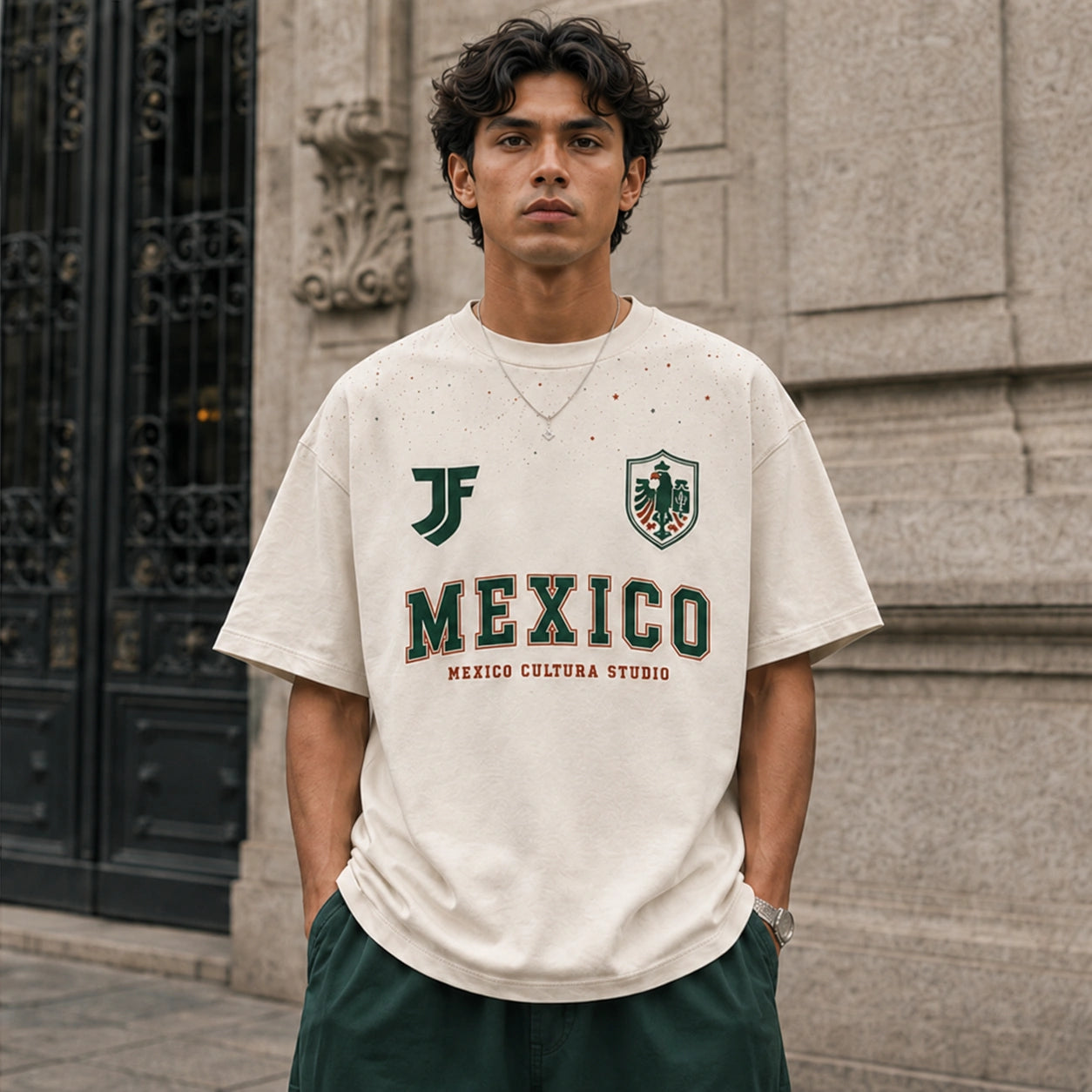 Mexico-inspired Lifestyle soccer jersey model view by JerseyFamiliar
