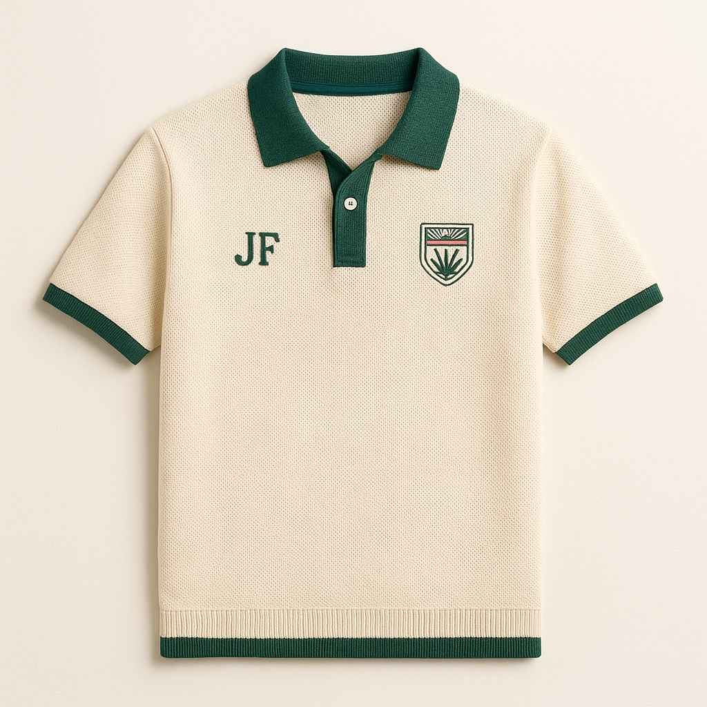 MEX-inspired JerseyFamiliar Lifestyle mesh knit polo front product image on a clean neutral background.