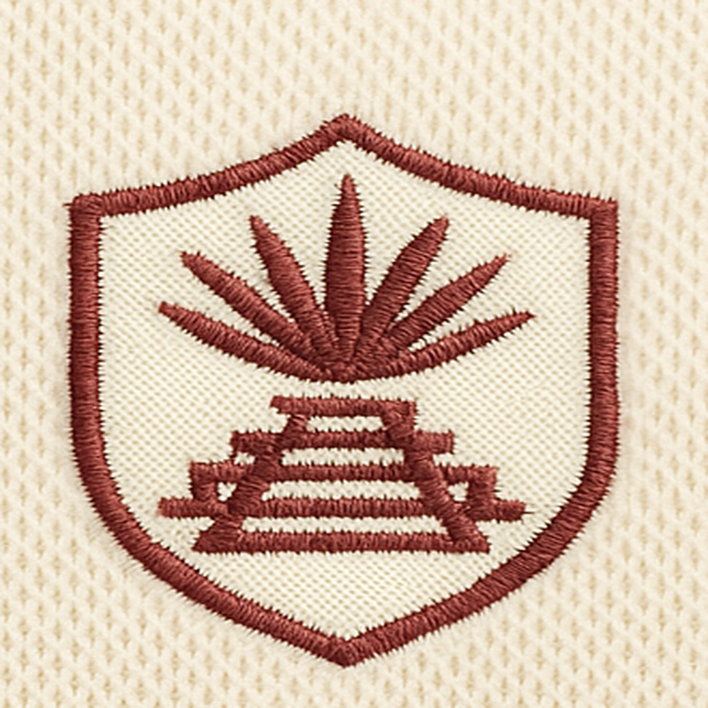 Close-up of original MEX-inspired emblem and premium mesh knit texture.