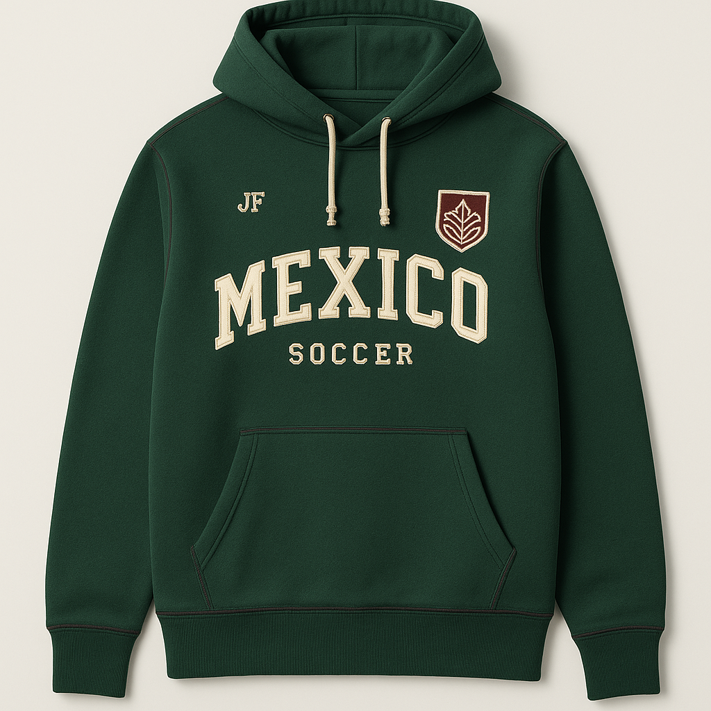 MEX-inspired JerseyFamiliar Retro hoodie front product image on a clean neutral background.