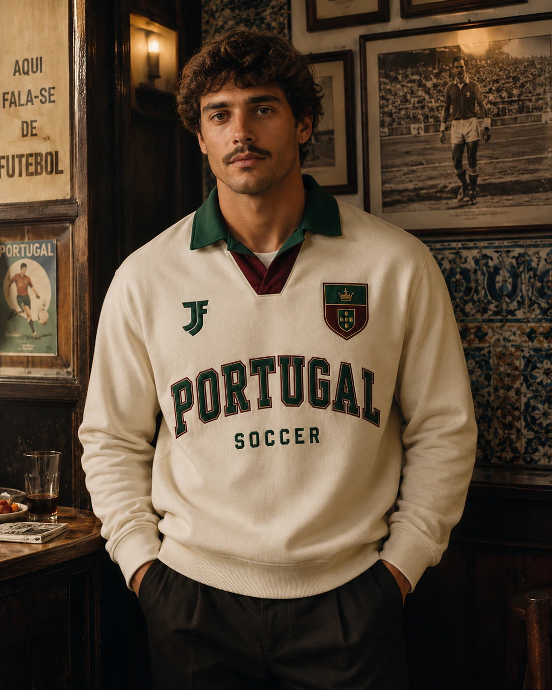 Portugal-inspired retro soccer jersey front view by JerseyFamiliar