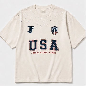 USA-inspired lifestyle soccer jersey front view by JerseyFamiliar