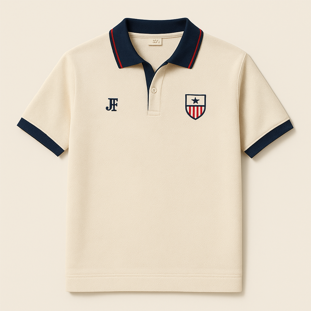 USA-inspired JerseyFamiliar Lifestyle mesh knit polo front product image on a clean neutral background.