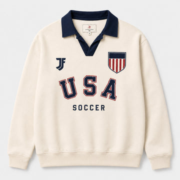 USA-inspired retro soccer jersey front view by JerseyFamiliar