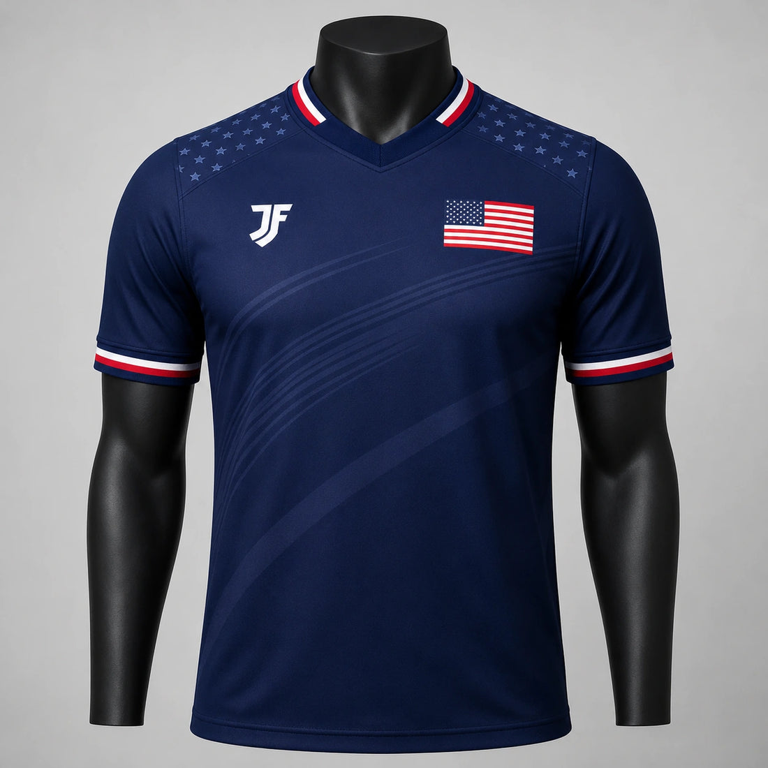 USA-inspired custom soccer jersey front view by JerseyFamiliar