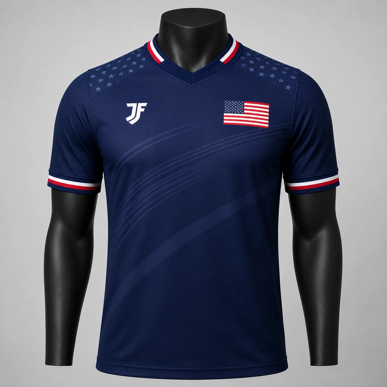 USA-inspired custom soccer jersey front view by JerseyFamiliar