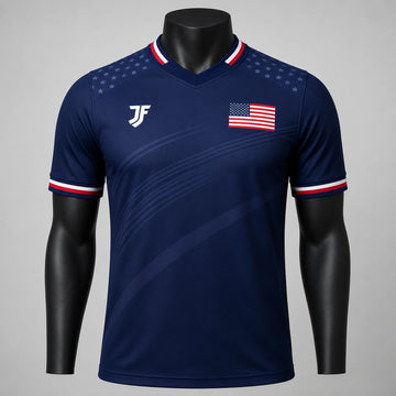 USA-inspired custom soccer jersey front view by JerseyFamiliar