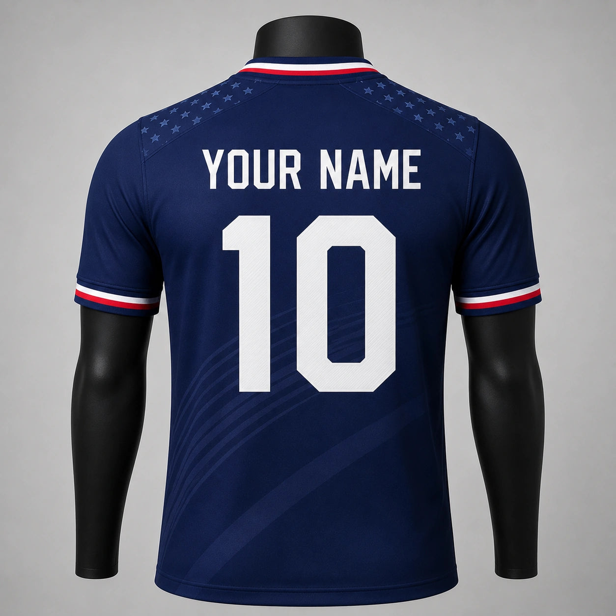 USA-inspired custom soccer jersey back view by JerseyFamiliar